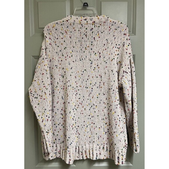SEVEN 7 FOR ALL MANKIND Pullover Sweater Size Medium Cream Confetti Chunky Knit - Picture 3 of 13